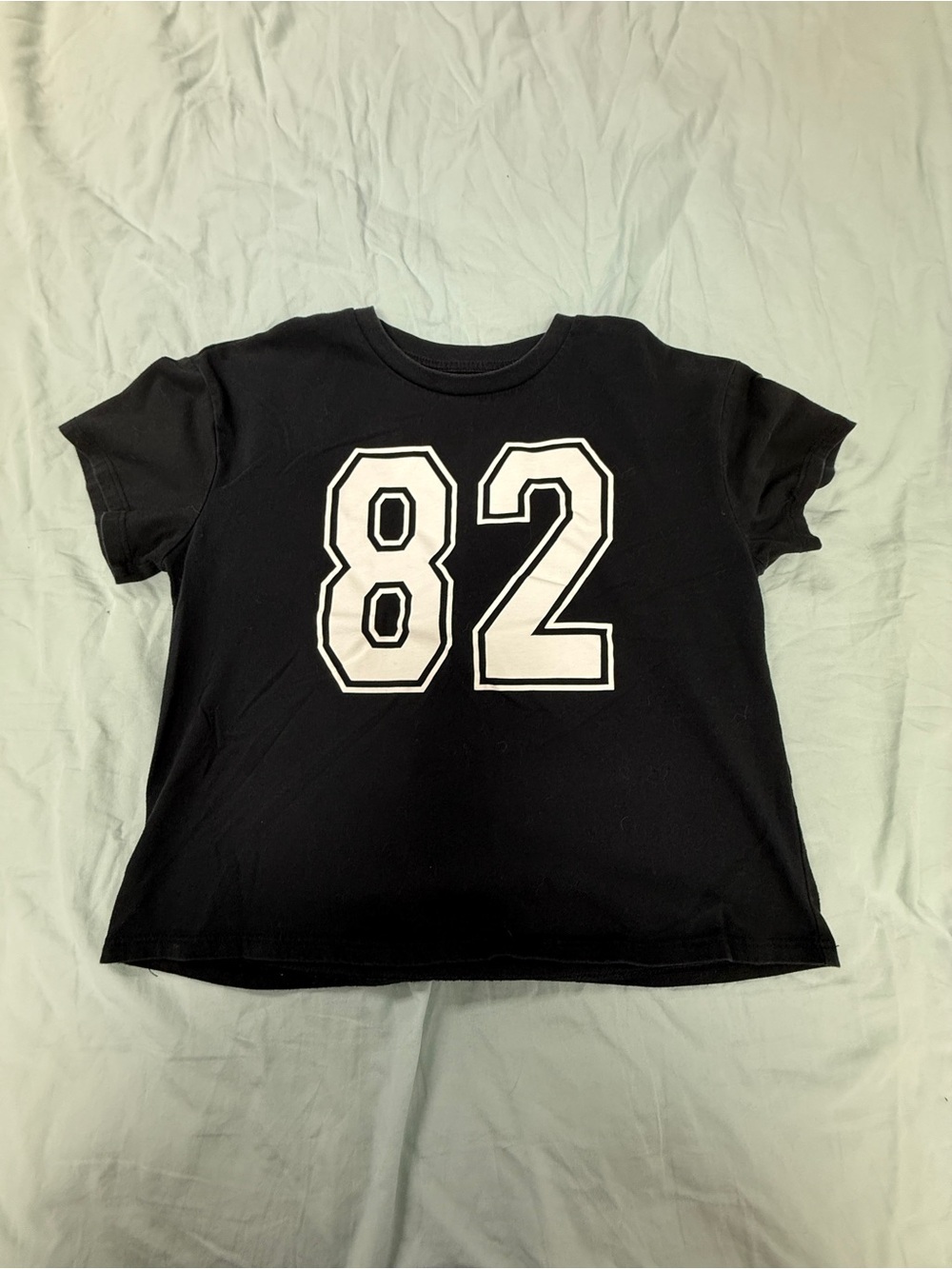 Art Class Girls Black Graphic Tee Shirt with Number 82 Size L (10/12)